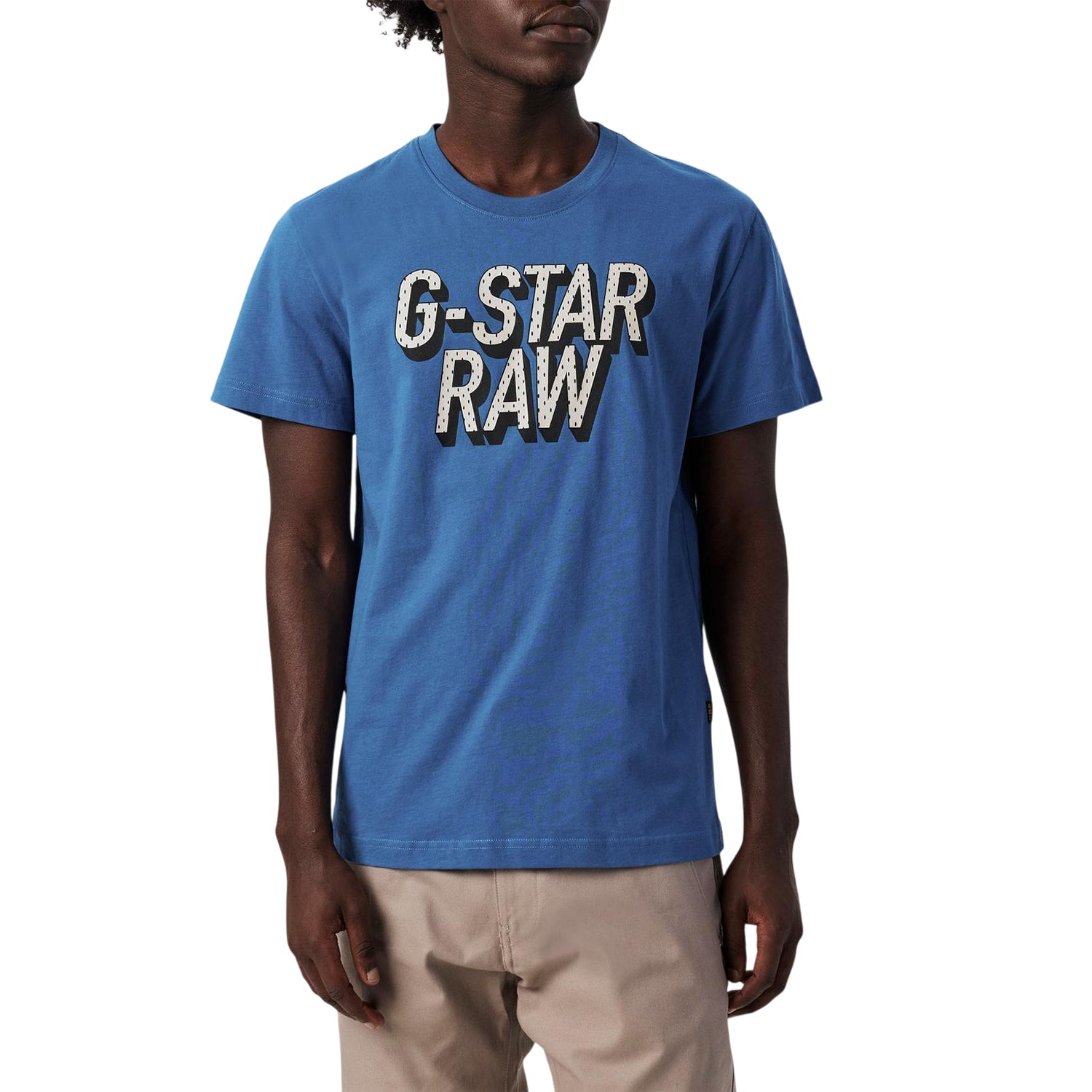 Retro Blue - Side - G-Star Mens Lettering Organic Cotton Regular T-Shirt