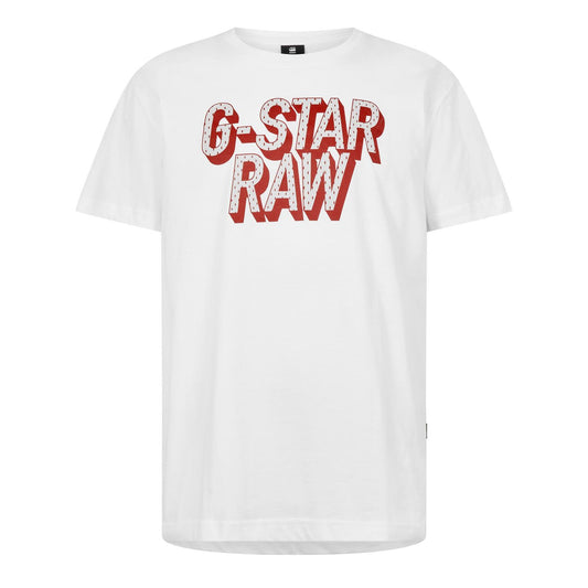 White - Front - G-Star Mens Lettering Organic Cotton Regular T-Shirt