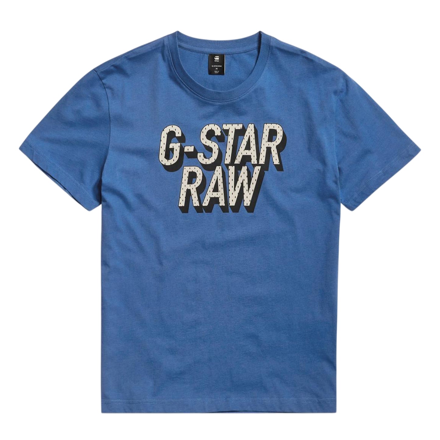 Retro Blue - Front - G-Star Mens Lettering Organic Cotton Regular T-Shirt