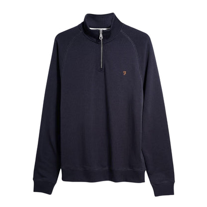 True Navy - Front - Farah Mens Quarter Zip Sweatshirt