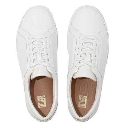 White - Back - Fit Flop Womens-Ladies Rally Leather Platform Trainers