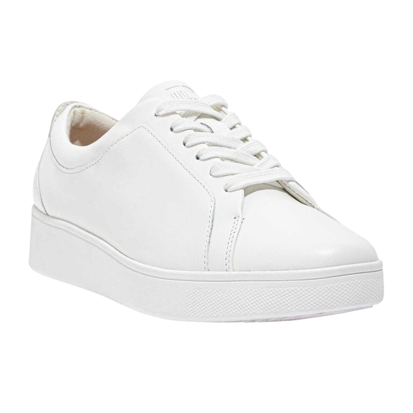 White - Side - Fit Flop Womens-Ladies Rally Leather Platform Trainers
