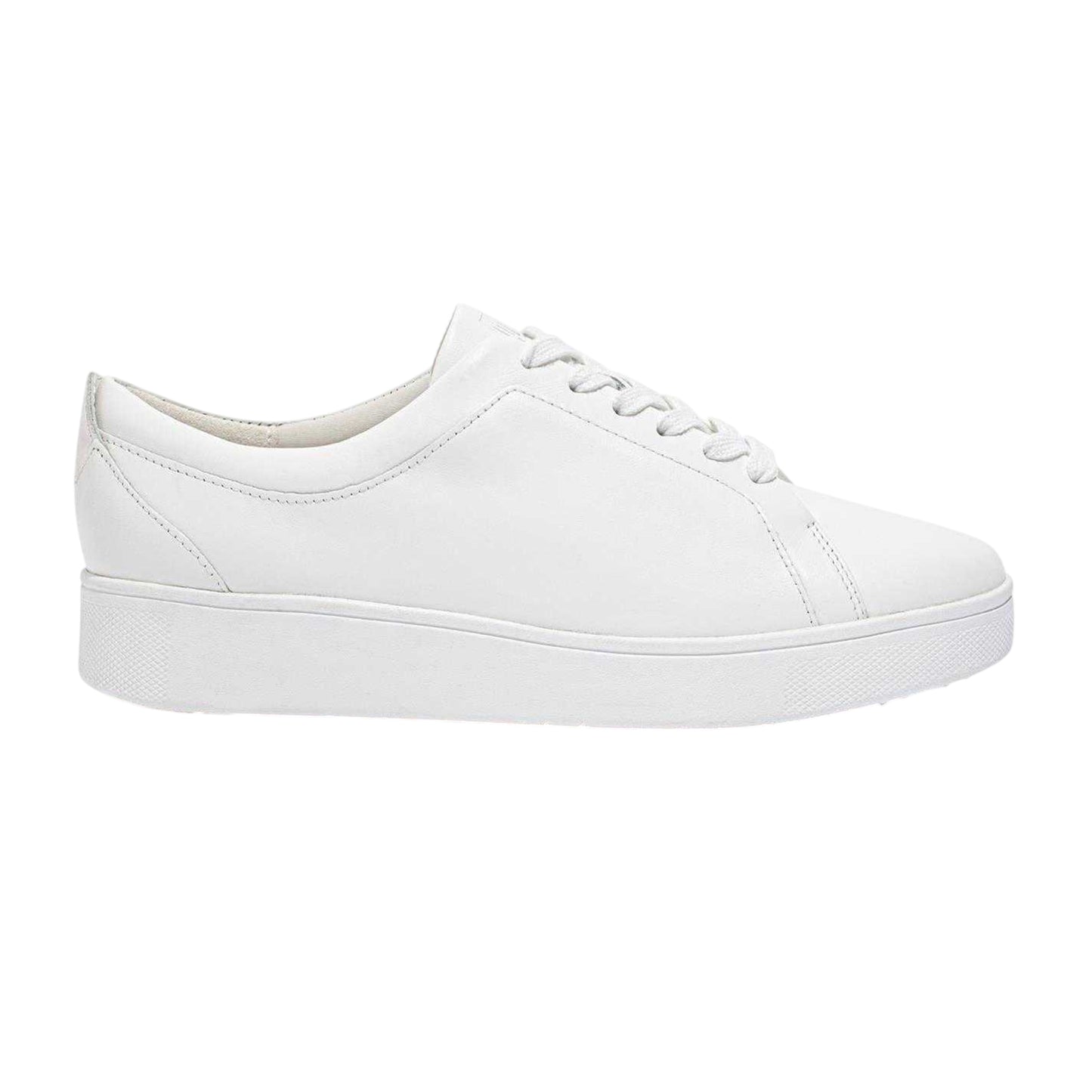 White - Front - Fit Flop Womens-Ladies Rally Leather Platform Trainers