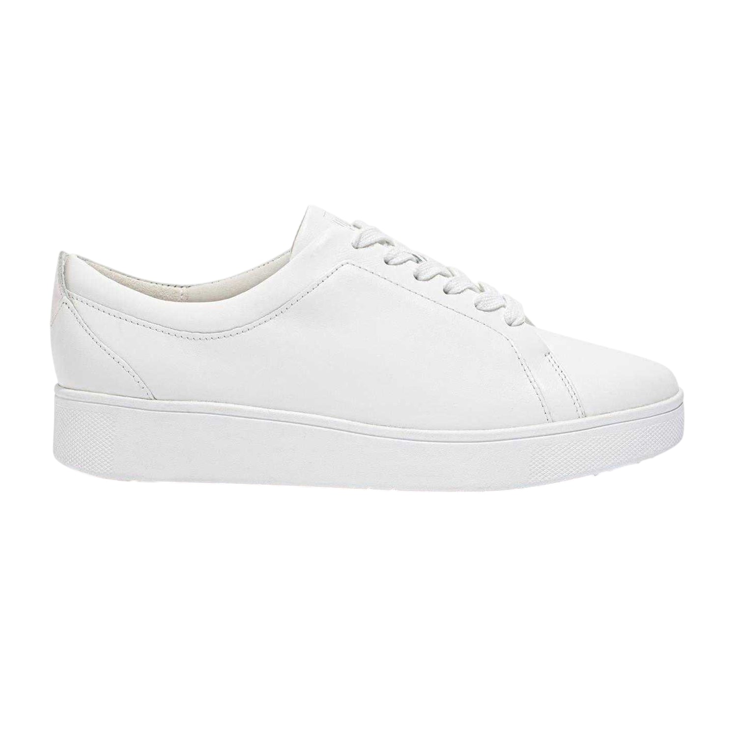 White - Front - Fit Flop Womens-Ladies Rally Leather Platform Trainers