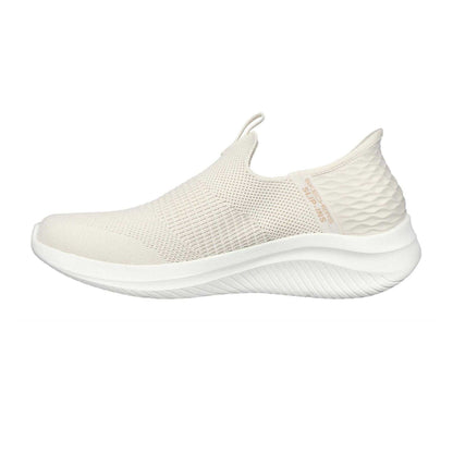 Natural - Back - Skechers Womens-Ladies Ultra Flex 3.0 Smooth Step Slip-In Trainers