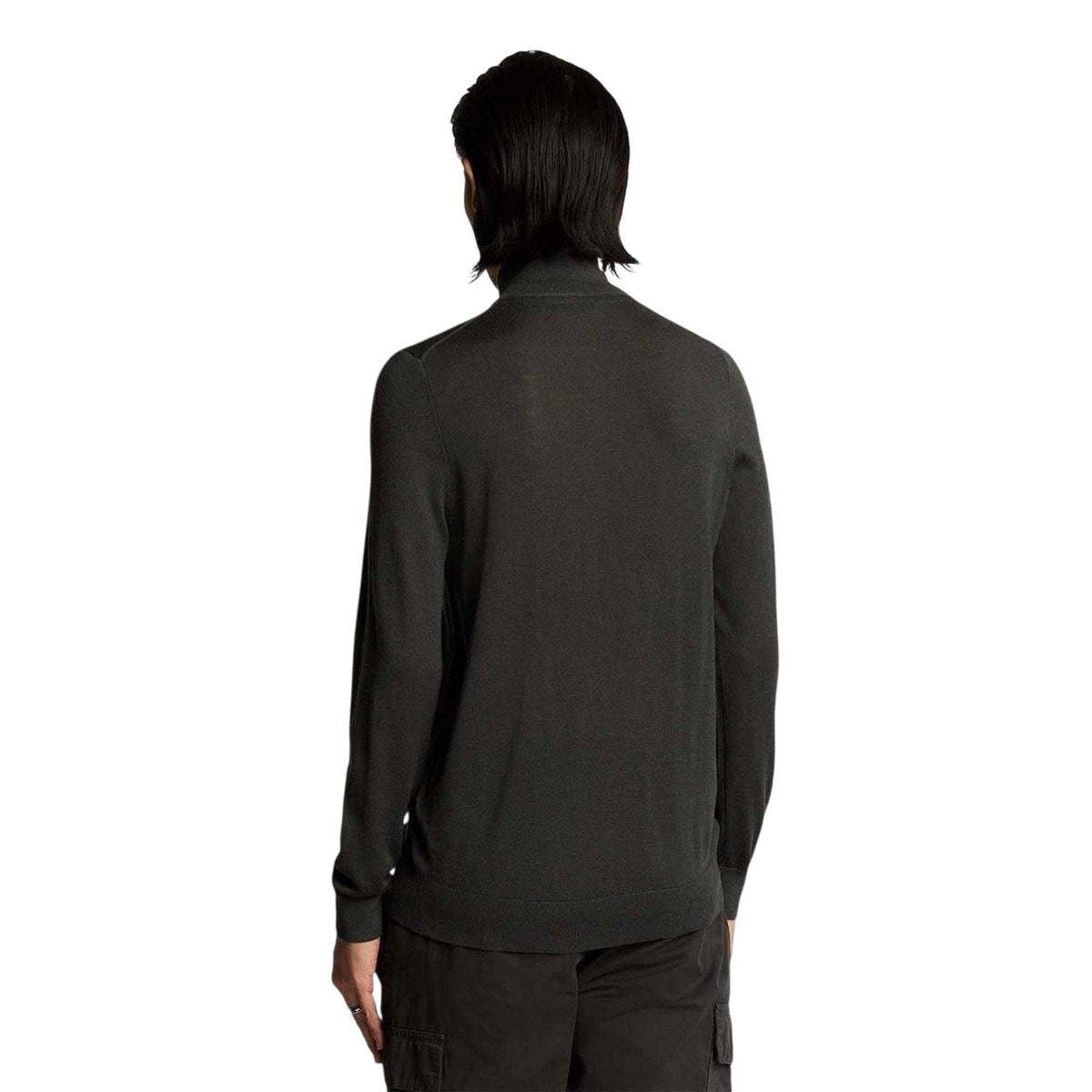 Grey - Pack Shot - Lyle & Scott Mens Eagle Merino Wool Quarter Zip Jumper