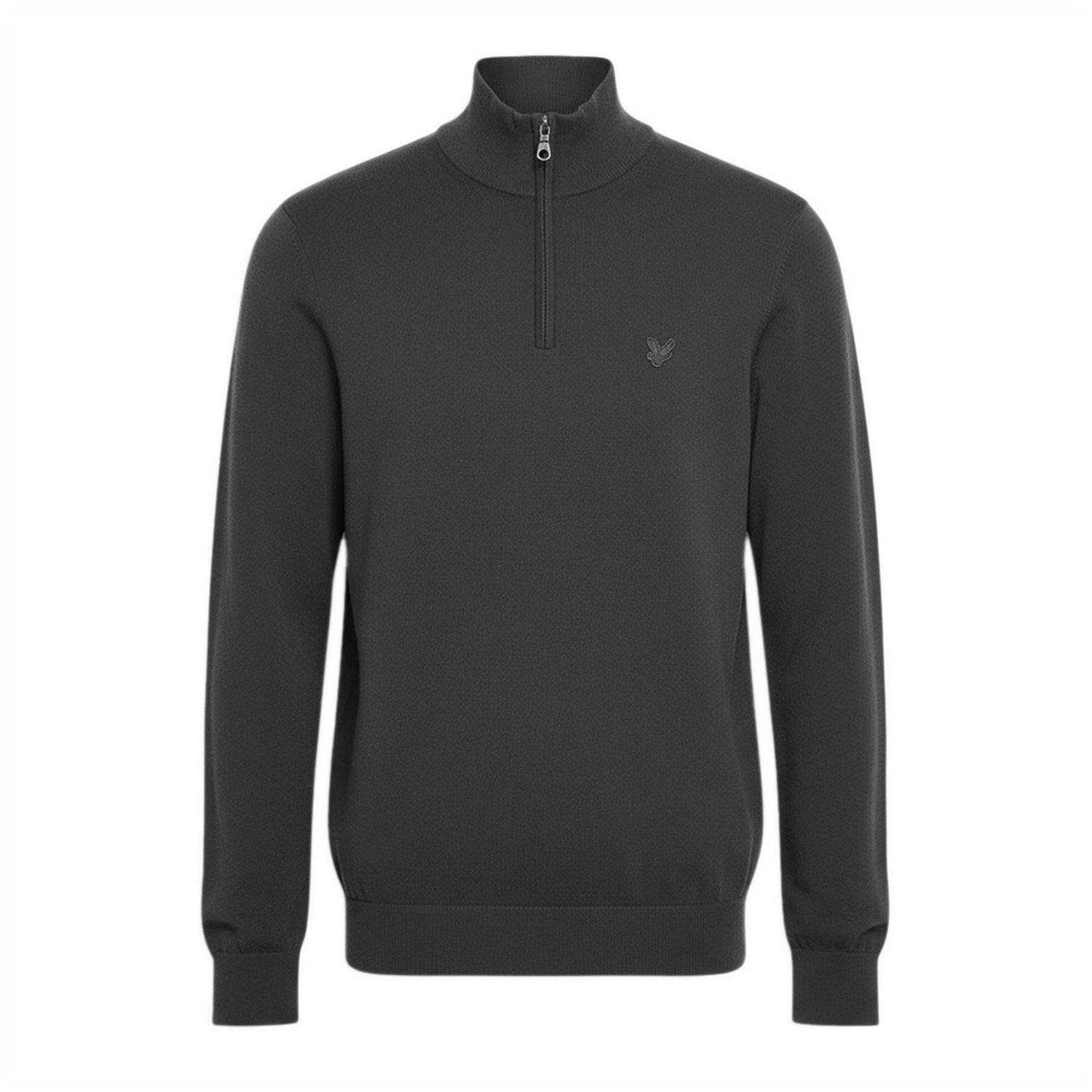 Grey - Front - Lyle & Scott Mens Eagle Merino Wool Quarter Zip Jumper
