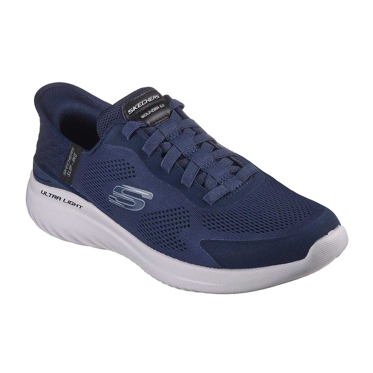 Navy - Pack Shot - Skechers Mens Bounder 2.0 Emerged Slip-In Trainers