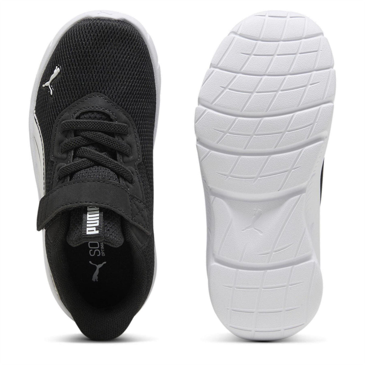 Black-White - Side - Puma Childrens-Kids FlexFocus Trainers