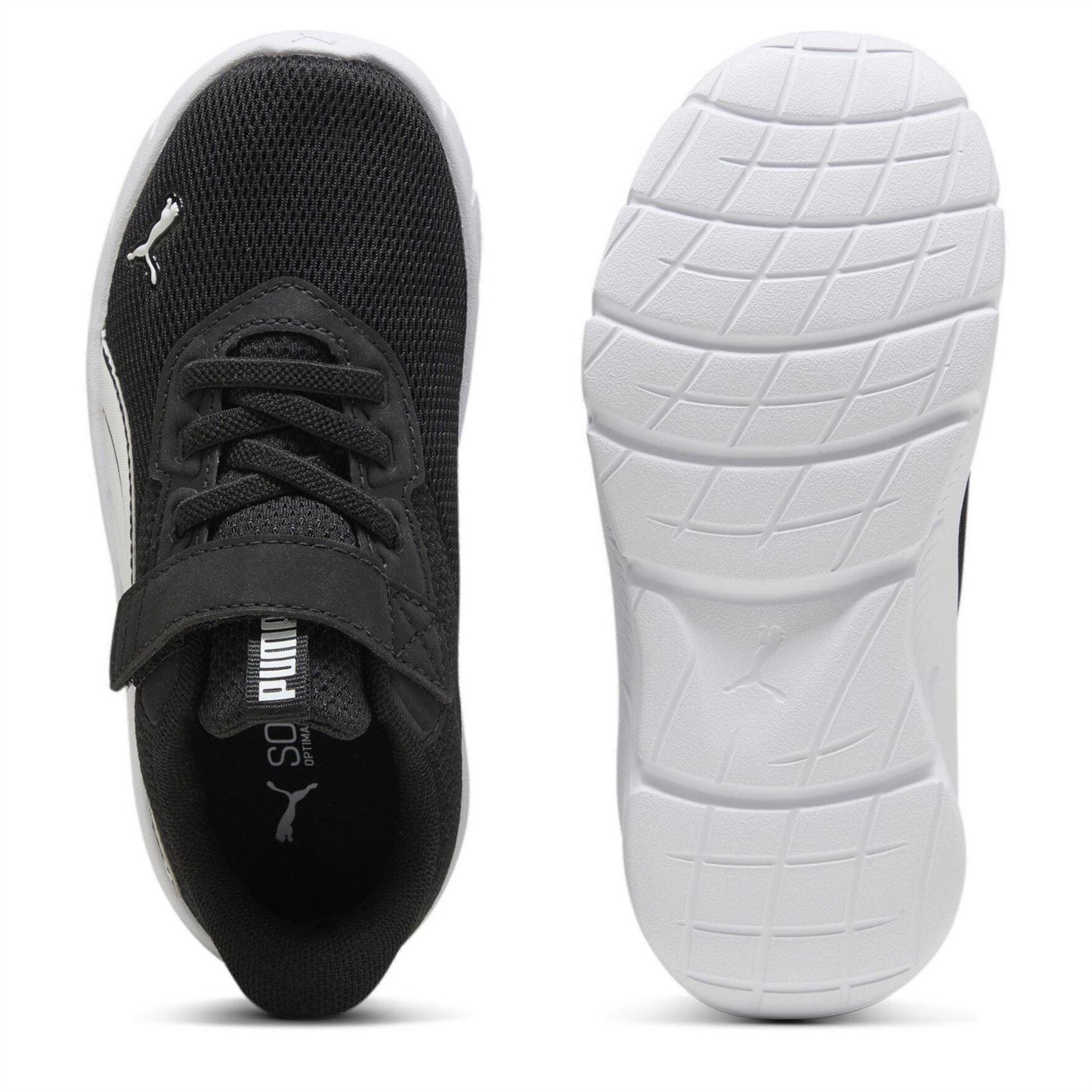Black-White - Side - Puma Childrens-Kids FlexFocus Trainers