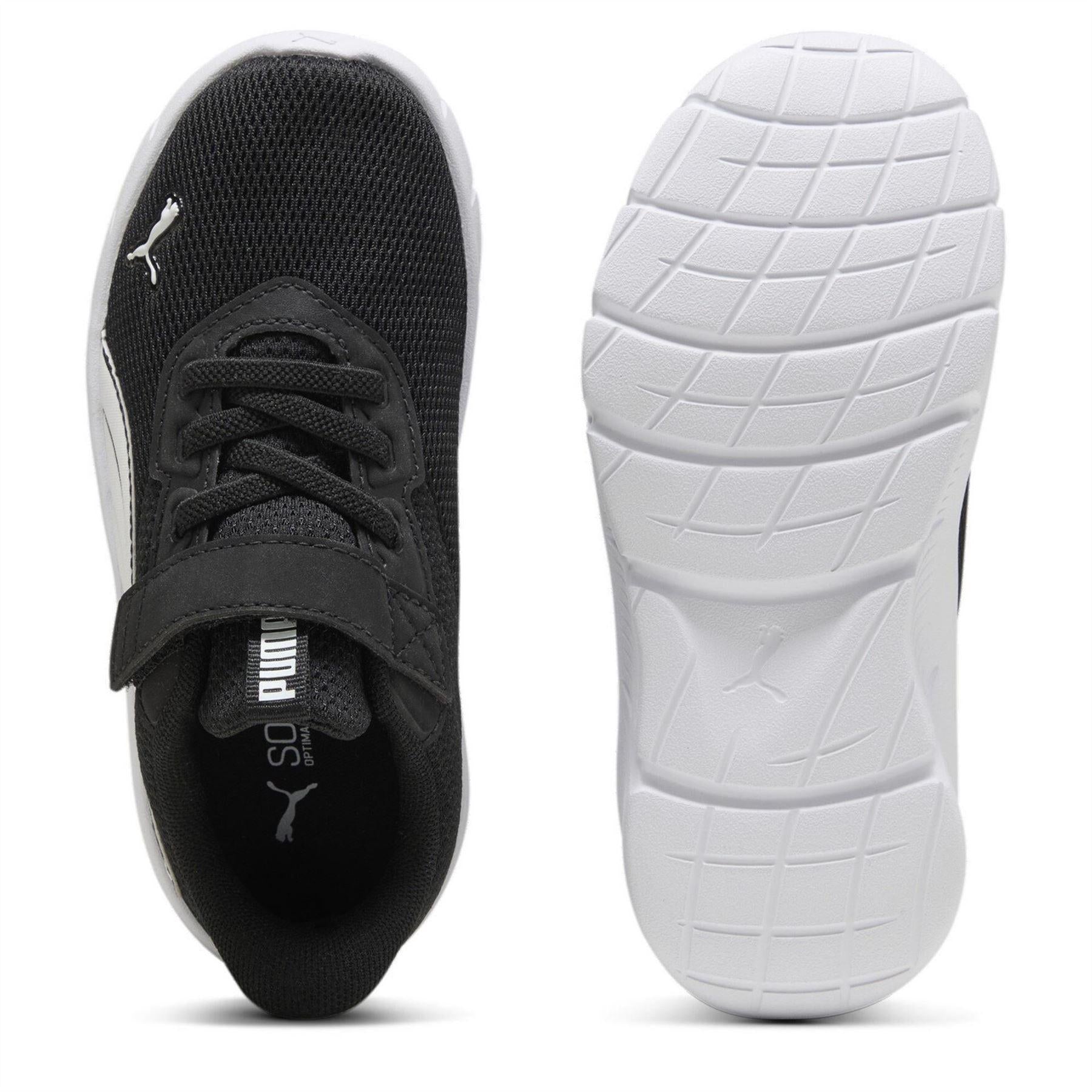 Black-White - Side - Puma Childrens-Kids FlexFocus Trainers