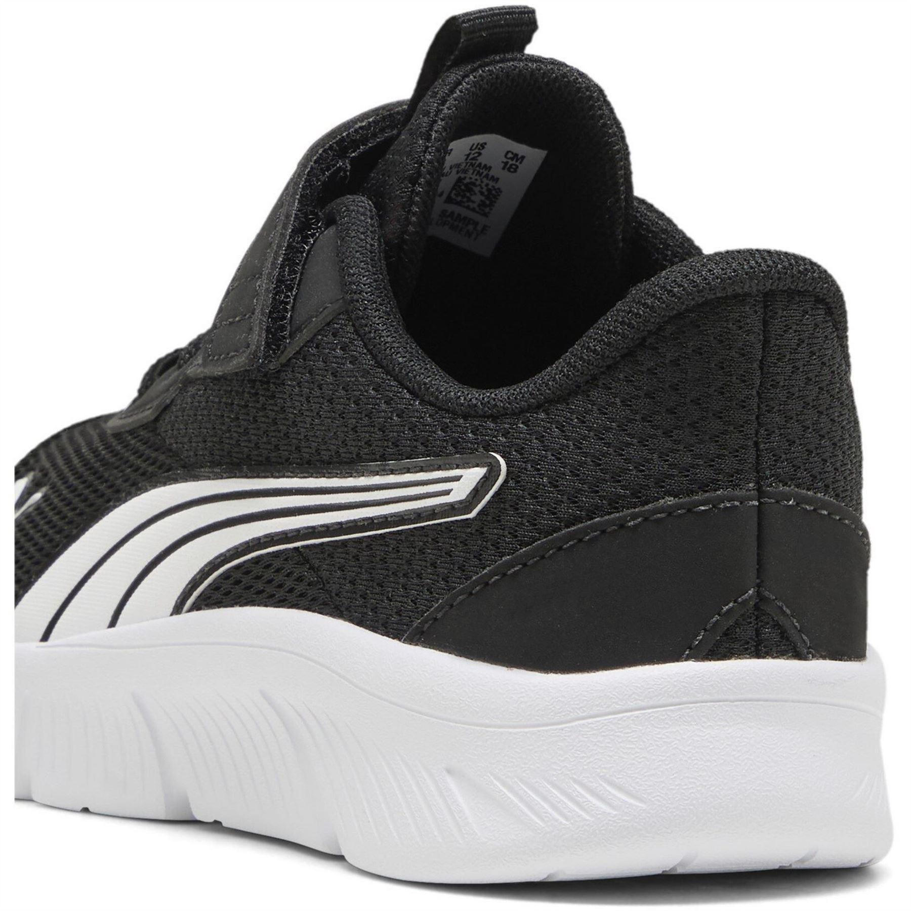 Black-White - Pack Shot - Puma Childrens-Kids FlexFocus Trainers