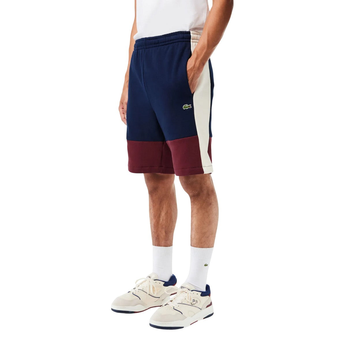 Multicoloured - Pack Shot - Lacoste Mens Fleece Colour Block Regular Shorts