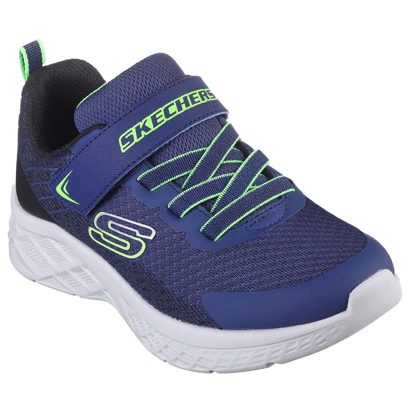 Navy - Side - Skechers Childrens-Kids Microspec II-Zovrix Mesh Trainers