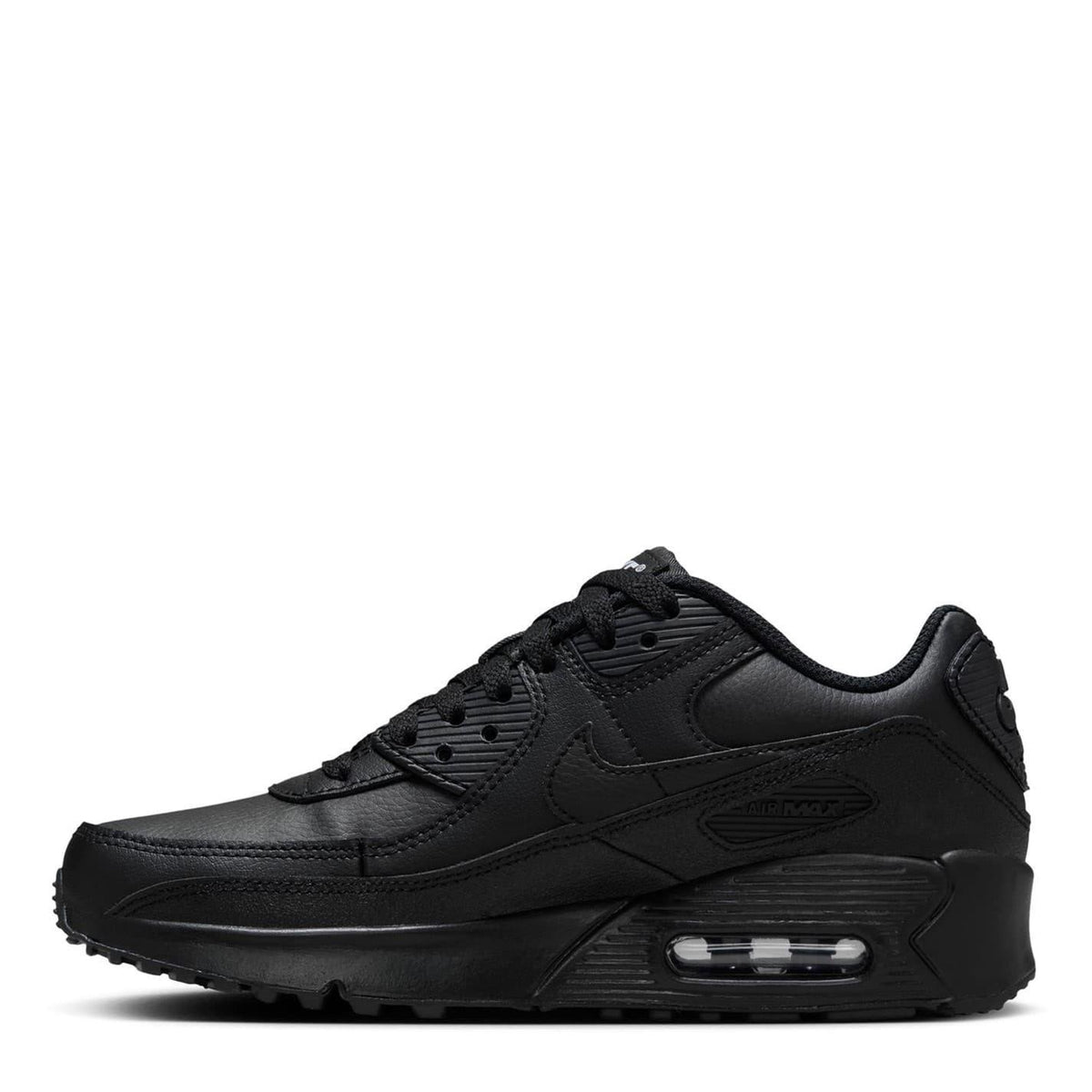 Triple Black - Back - Nike Childrens-Kids Air Max 90 Leather Low Trainers