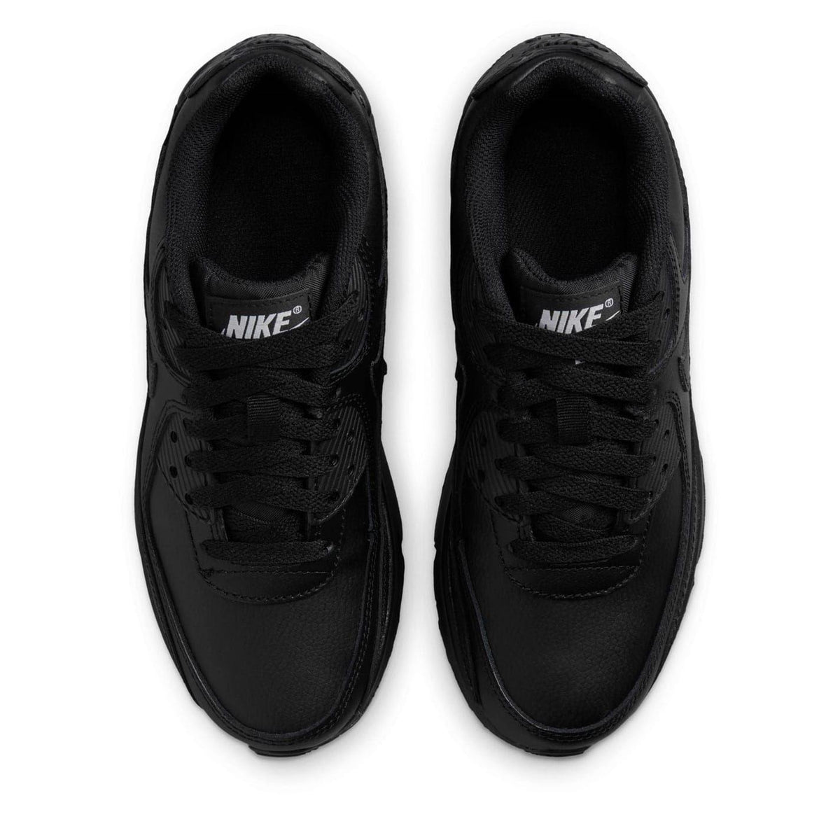 Triple Black - Pack Shot - Nike Childrens-Kids Air Max 90 Leather Low Trainers