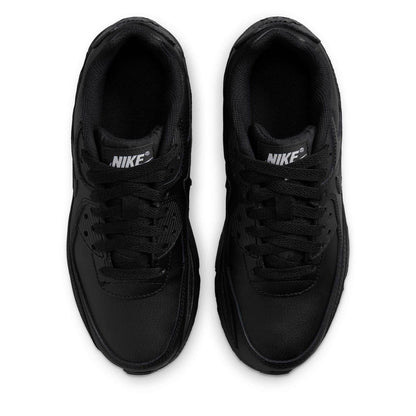 Triple Black - Pack Shot - Nike Childrens-Kids Air Max 90 Leather Low Trainers