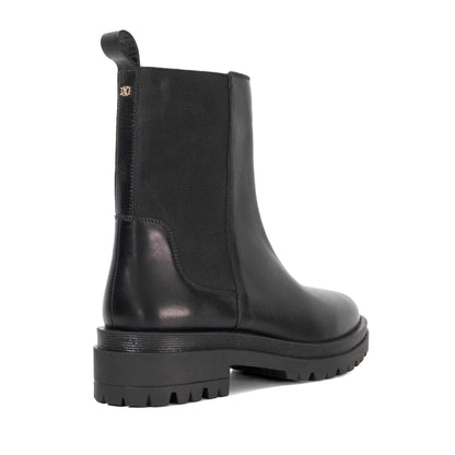 Black - Side - Dune London Womens-Ladies Leather Chunky Sole Chelsea Boots
