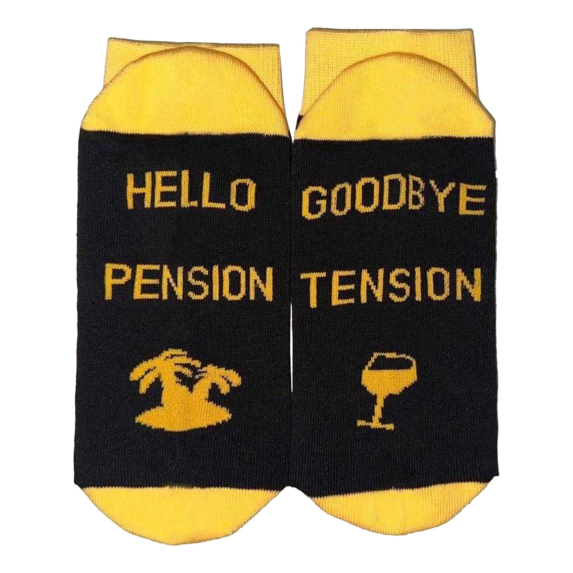 Black-Yellow - Side - Star Mens Contrast Retirement Crew Socks