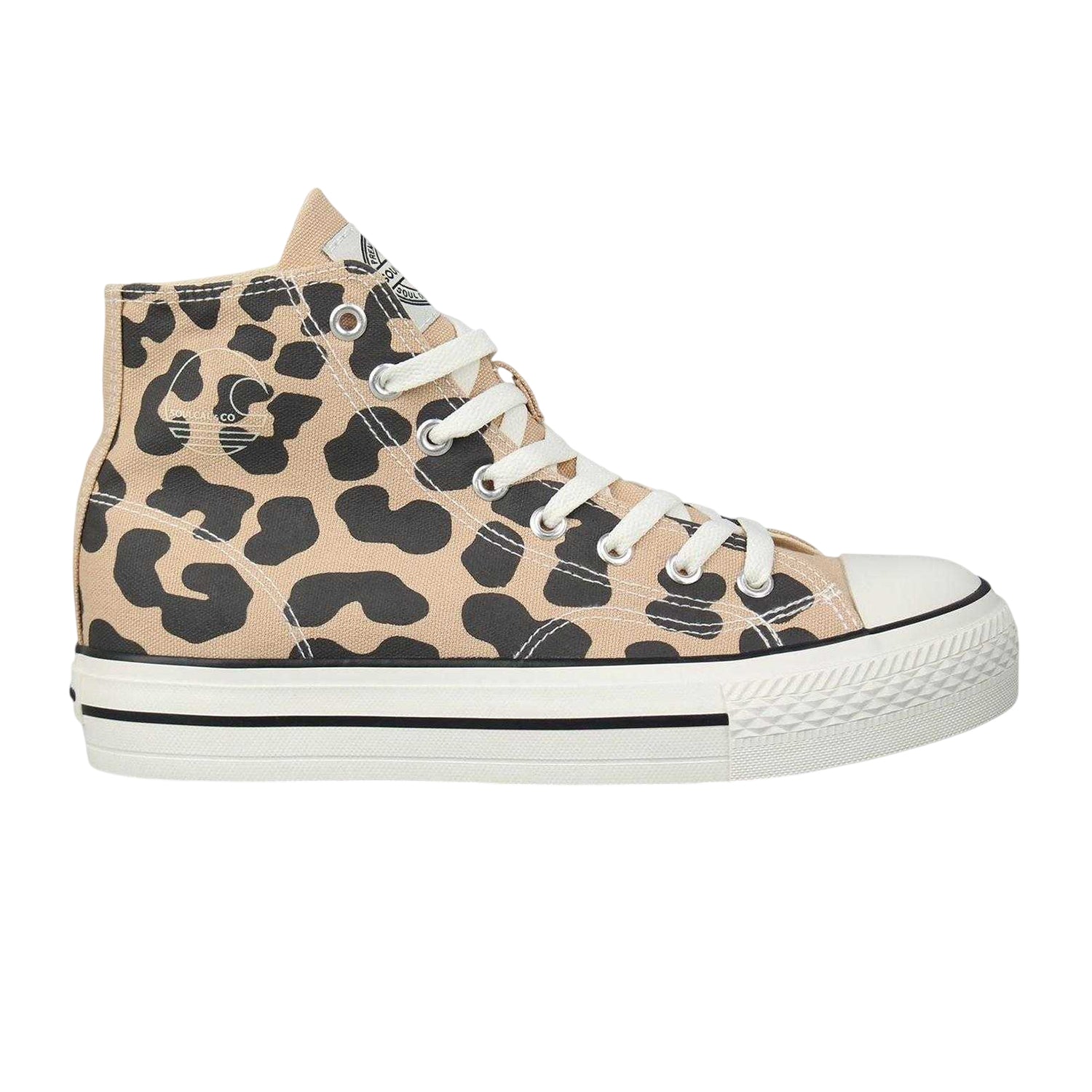 Brown - Front - SoulCal Womens-Ladies Leopard Print High-top Trainers