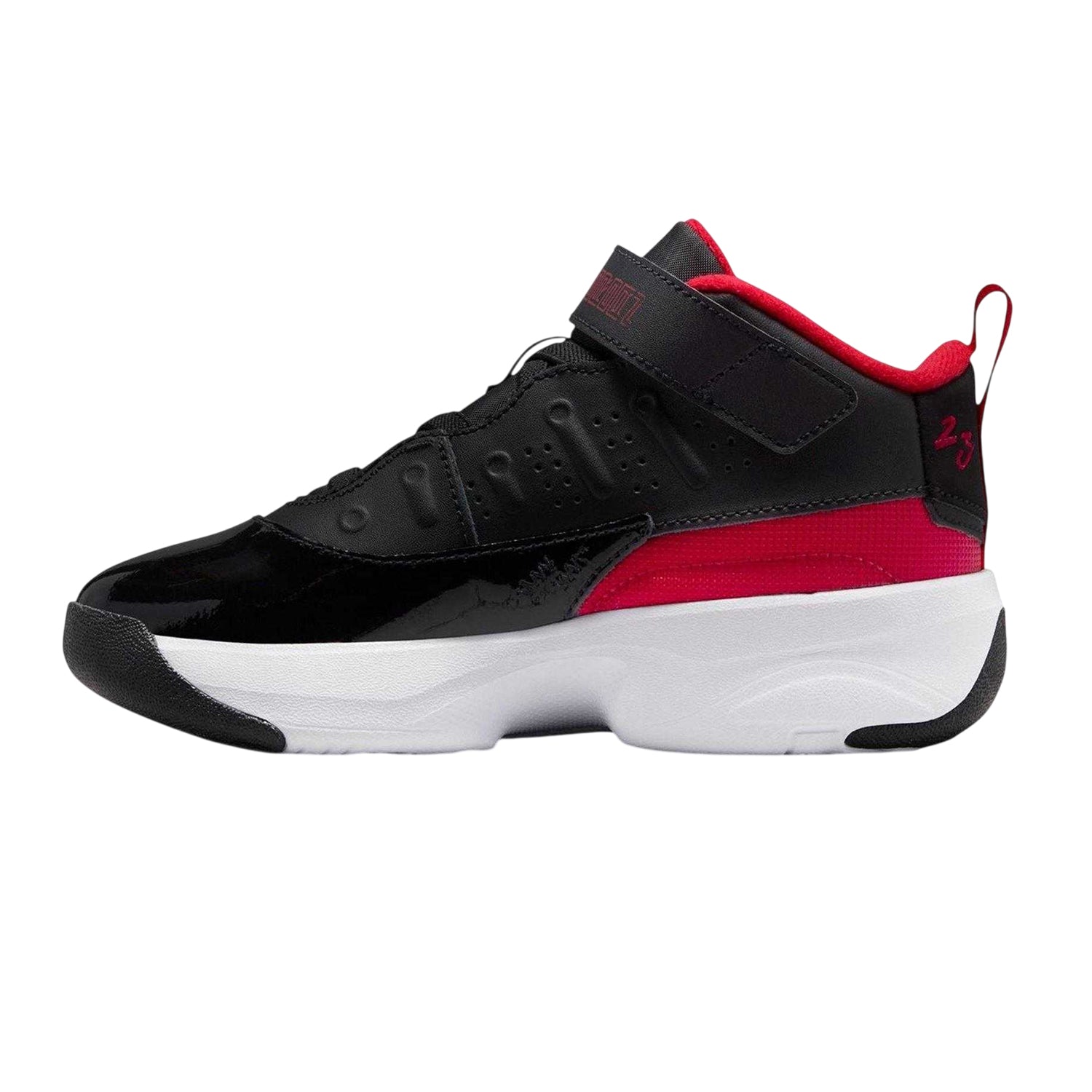 Black-Red - Side - Nike Childrens-Kids Air Jordan Max Aura 7 Leather Basketball Shoes