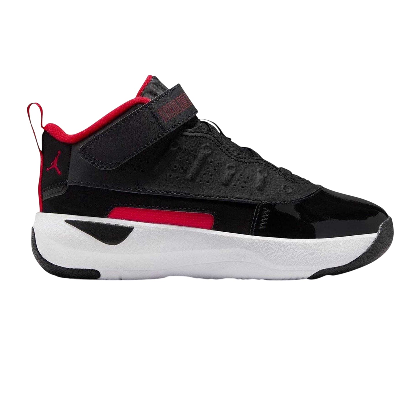Black-Red - Front - Nike Childrens-Kids Air Jordan Max Aura 7 Leather Basketball Shoes