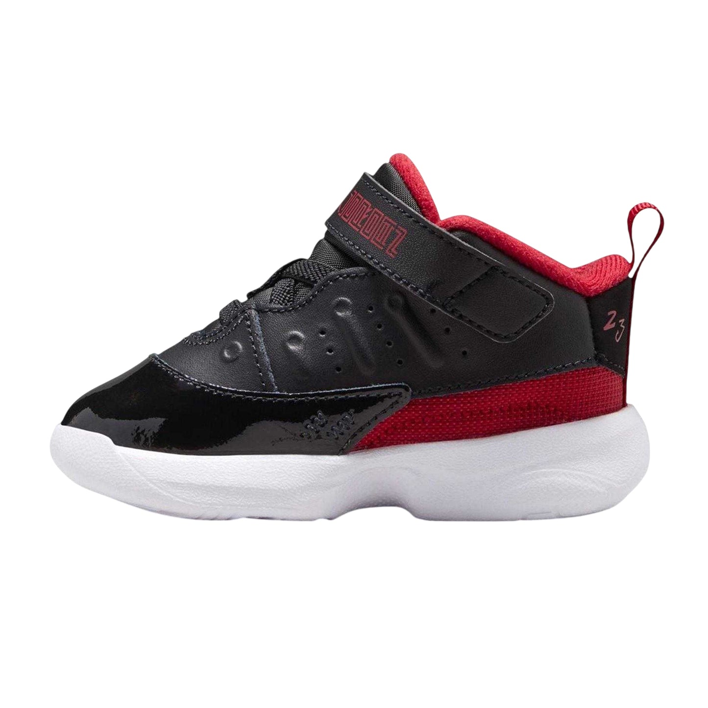 Black-Red - Side - Nike Childrens-Kids Air Jordan Max Aura 7 Leather Trainers