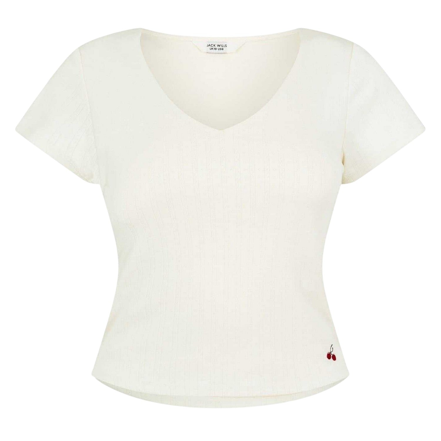 Vintage White - Front - Jack Wills Womens-Ladies Cropped V Neck T-Shirt