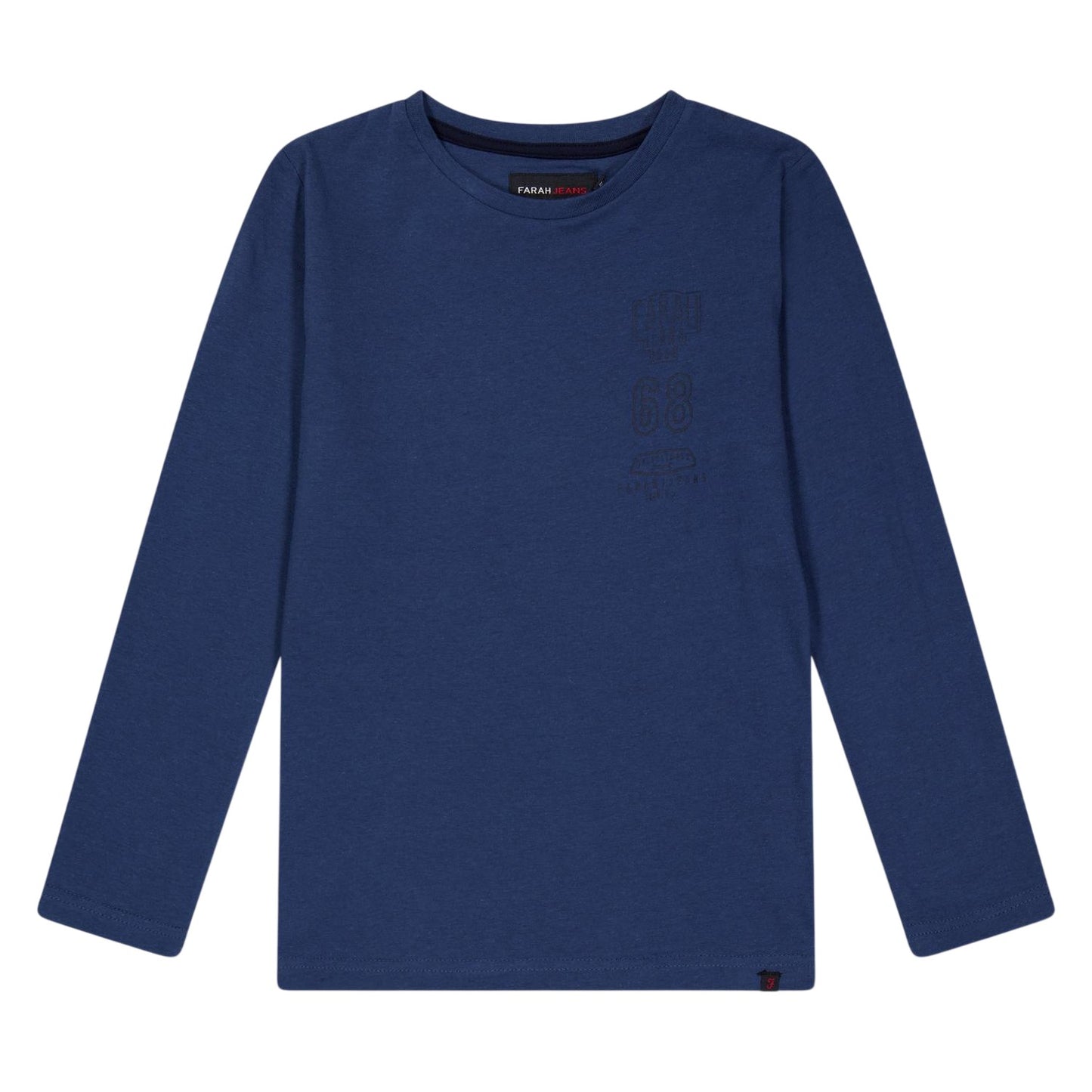 Blue - Front - Farah Childrens-Kids Stacked Logo Long-Sleeved T-Shirt