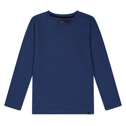 Blue - Front - Farah Childrens-Kids Stacked Logo Long-Sleeved T-Shirt
