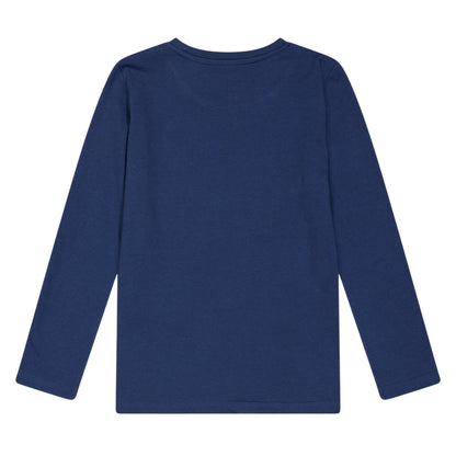 Blue - Back - Farah Childrens-Kids Stacked Logo Long-Sleeved T-Shirt
