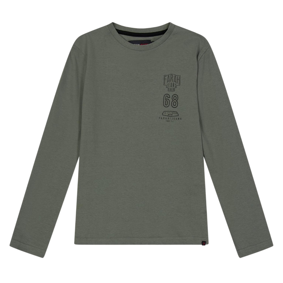 Green - Front - Farah Childrens-Kids Stacked Logo Long-Sleeved T-Shirt