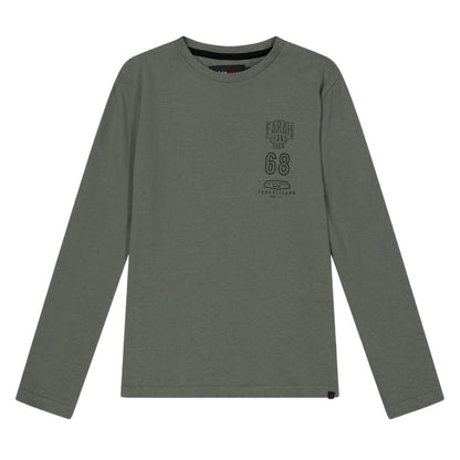 Green - Front - Farah Childrens-Kids Stacked Logo Long-Sleeved T-Shirt