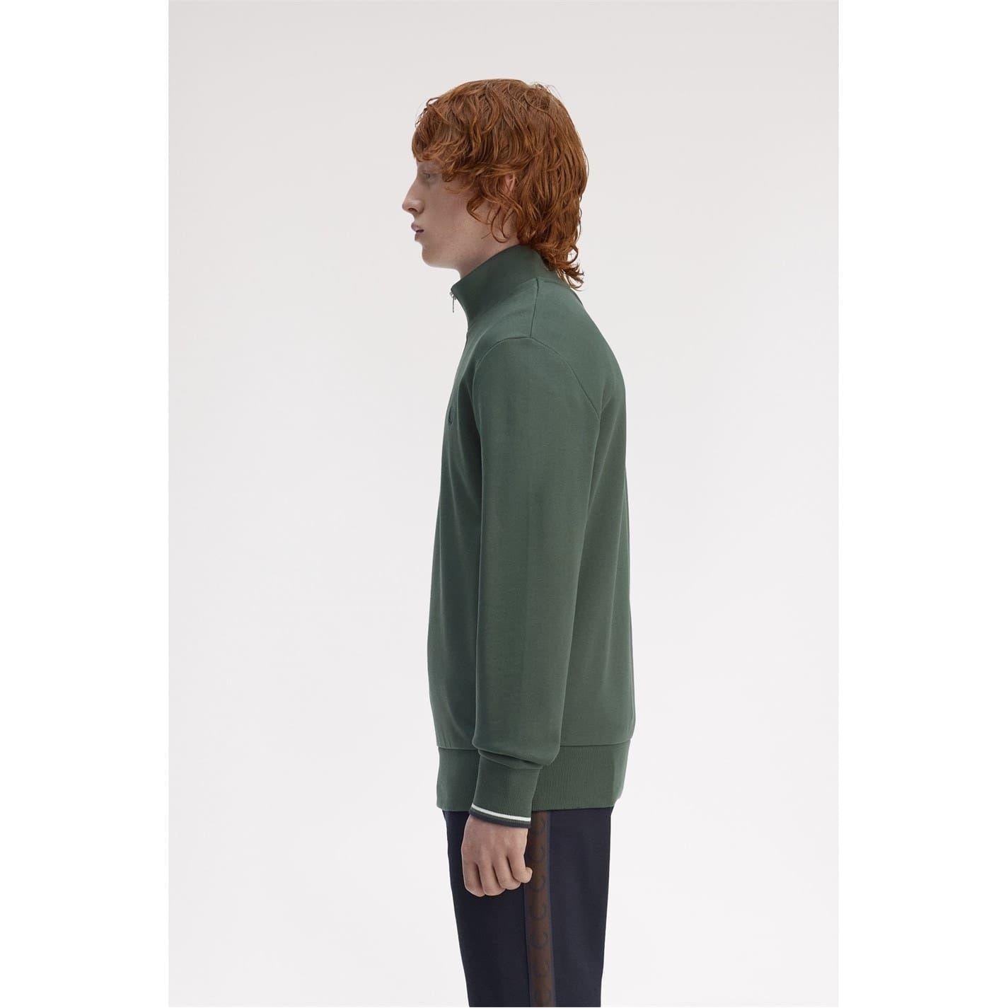 Court Green - Lifestyle - Fred Perry Mens Logo Half Zip Sweatshirt