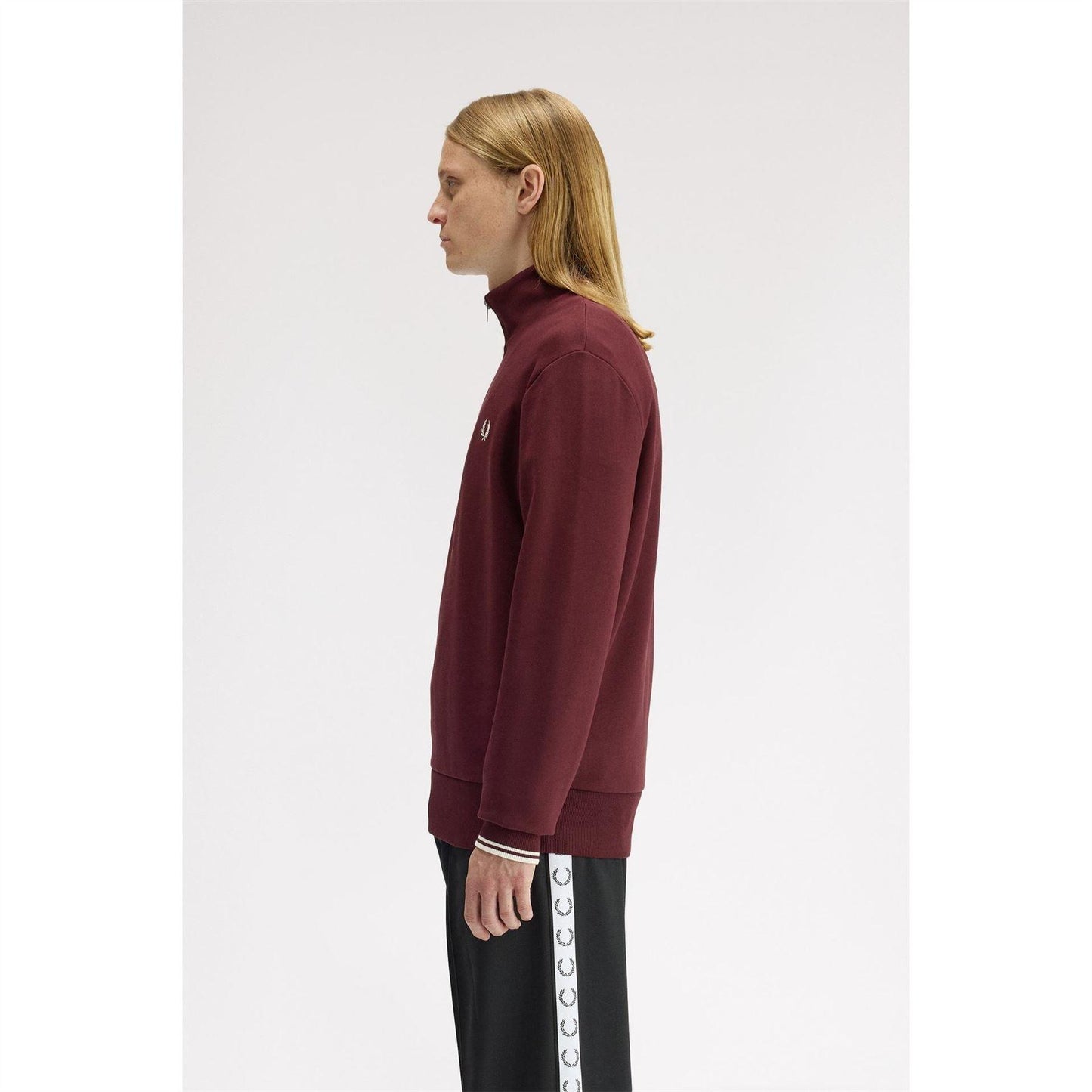 Oxblood - Lifestyle - Fred Perry Mens Logo Half Zip Sweatshirt