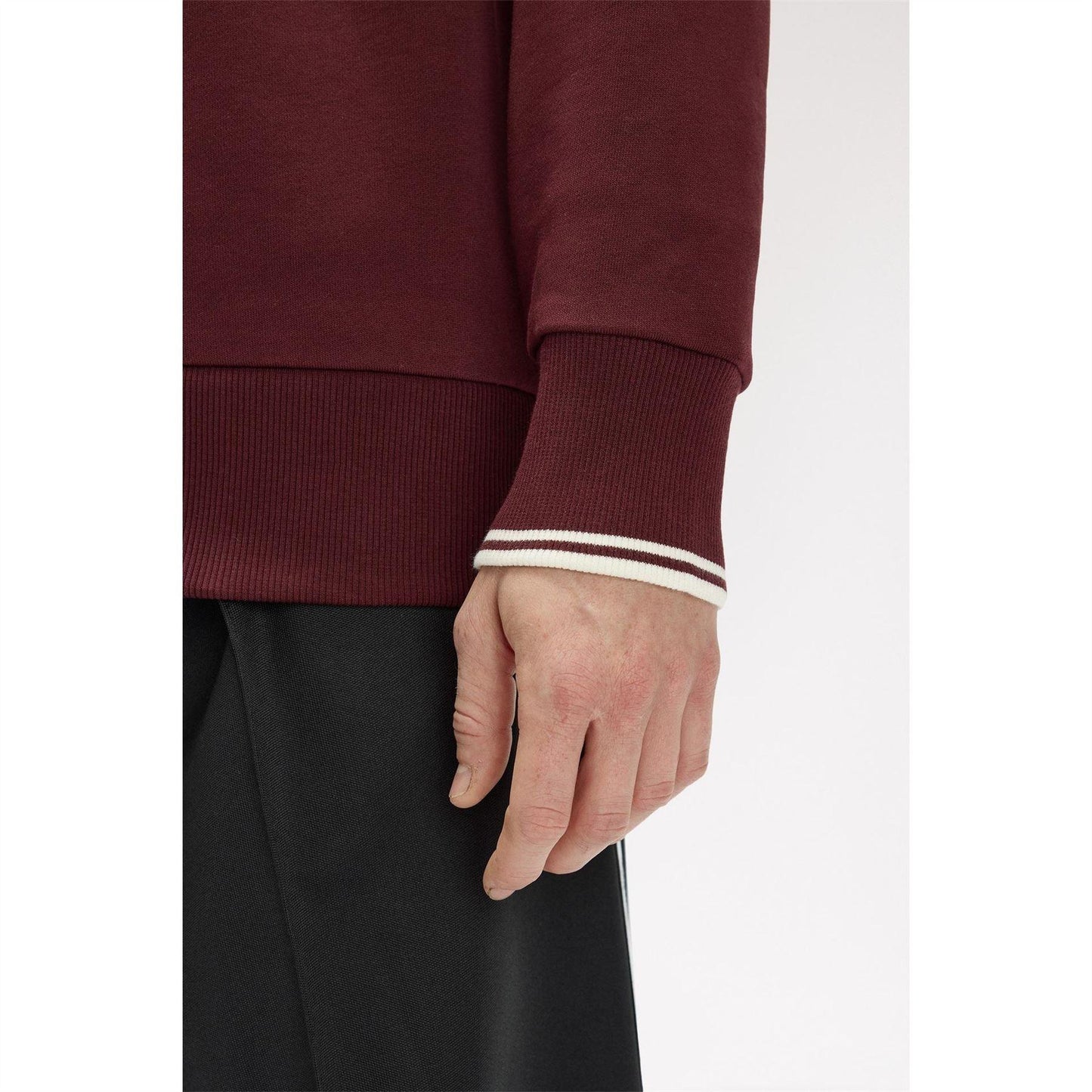 Oxblood - Pack Shot - Fred Perry Mens Logo Half Zip Sweatshirt