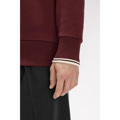 Oxblood - Pack Shot - Fred Perry Mens Logo Half Zip Sweatshirt