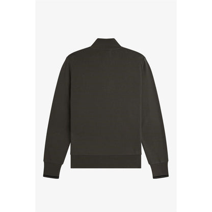 Field Green - Back - Fred Perry Mens Logo Half Zip Sweatshirt