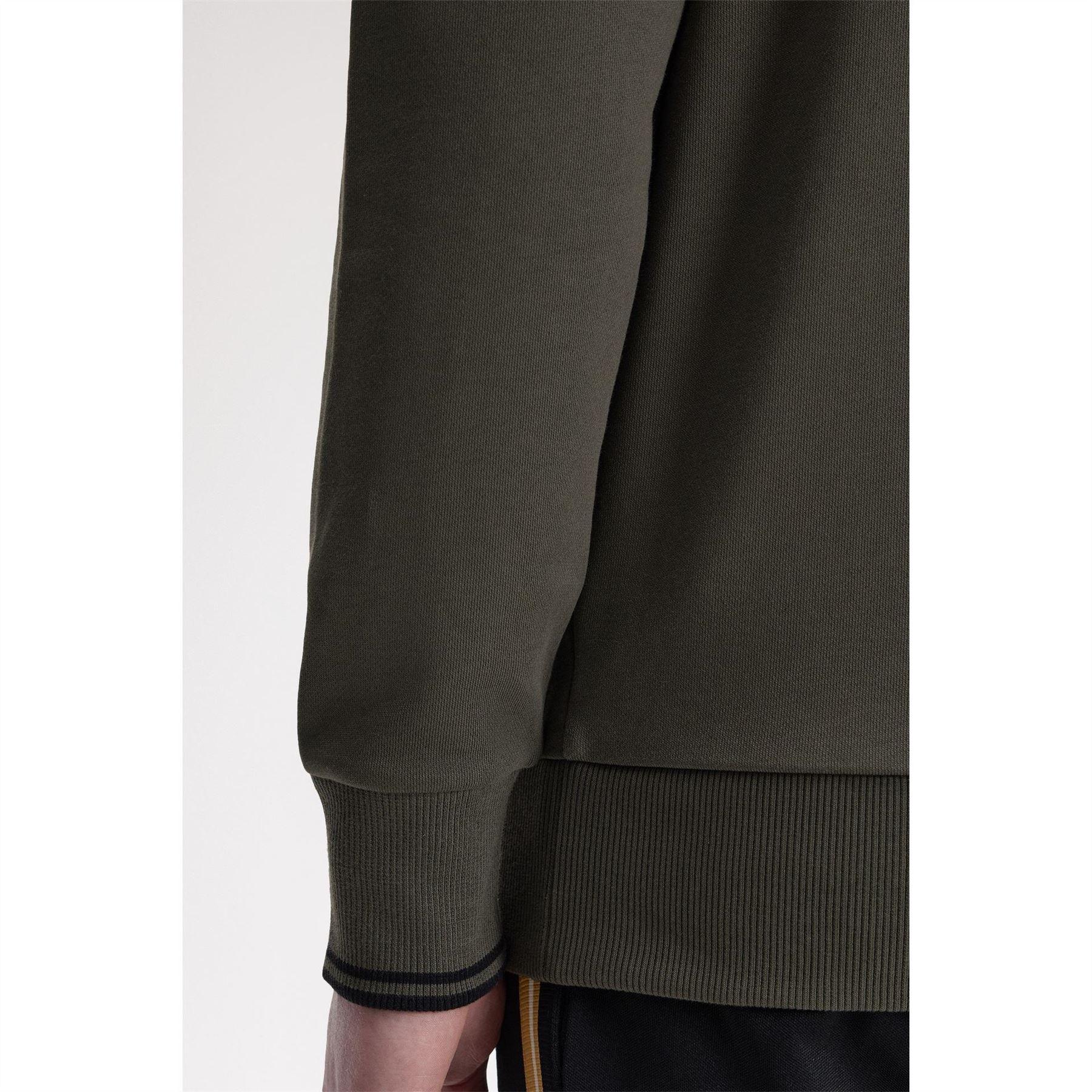 Field Green - Pack Shot - Fred Perry Mens Logo Half Zip Sweatshirt