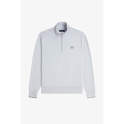 Dusky Blue - Front - Fred Perry Mens Logo Half Zip Sweatshirt