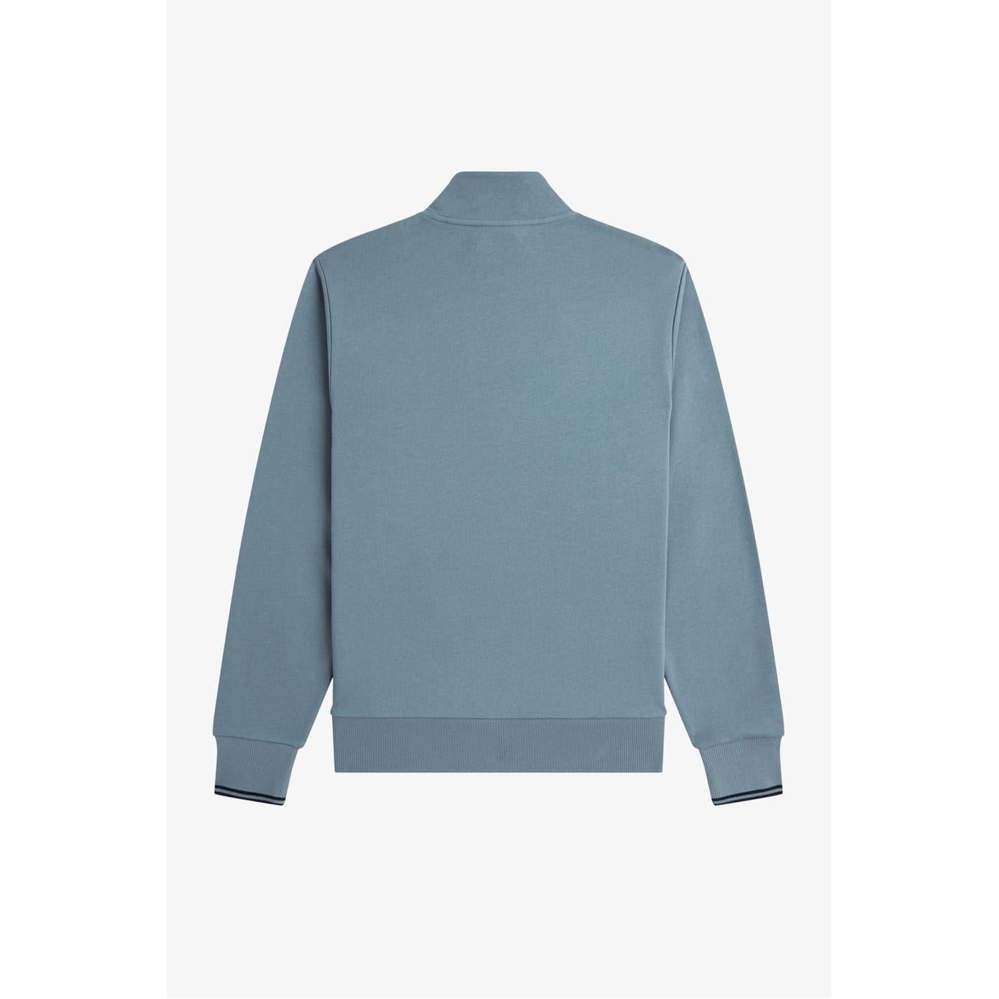 Blue - Back - Fred Perry Mens Logo Half Zip Sweatshirt
