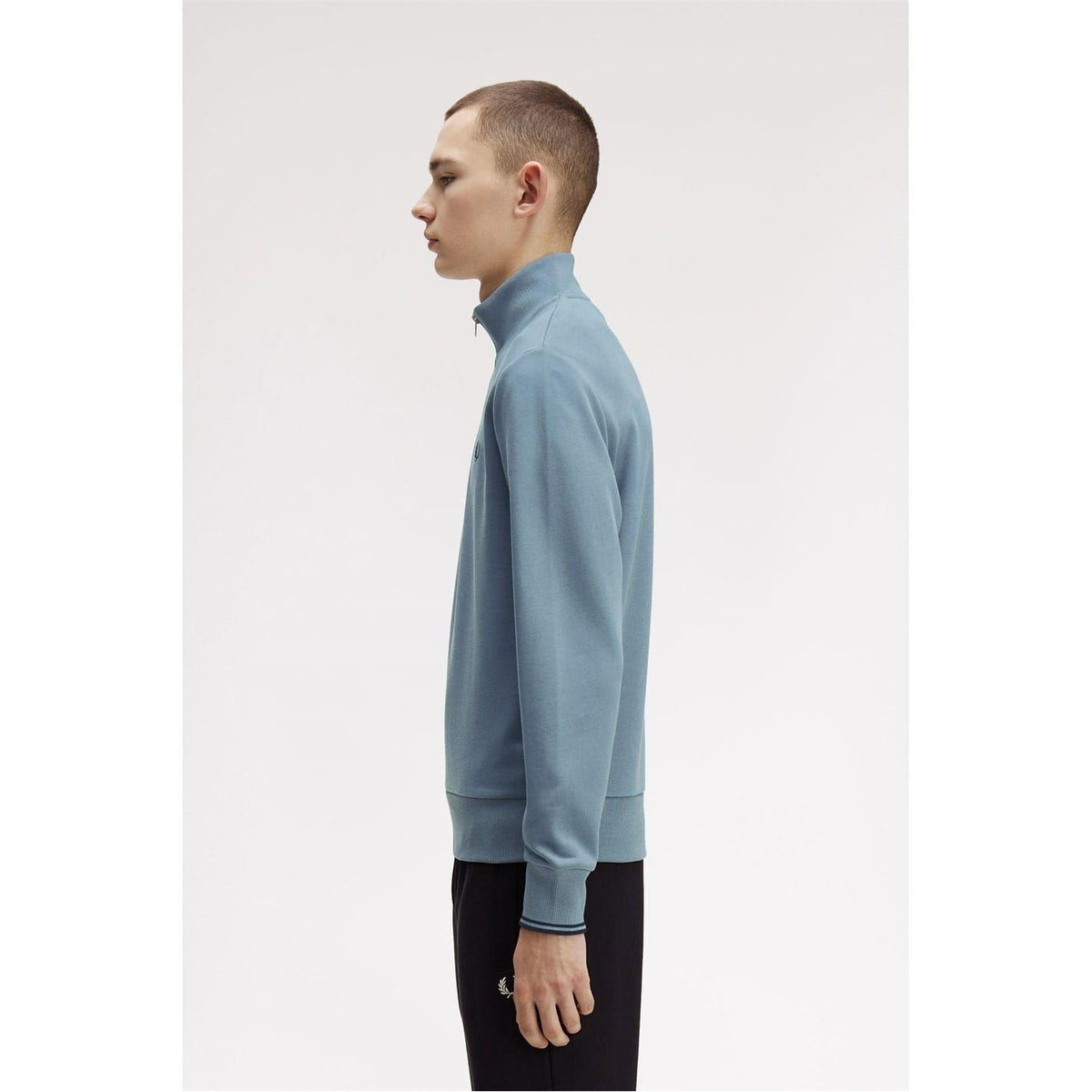 Blue - Lifestyle - Fred Perry Mens Logo Half Zip Sweatshirt