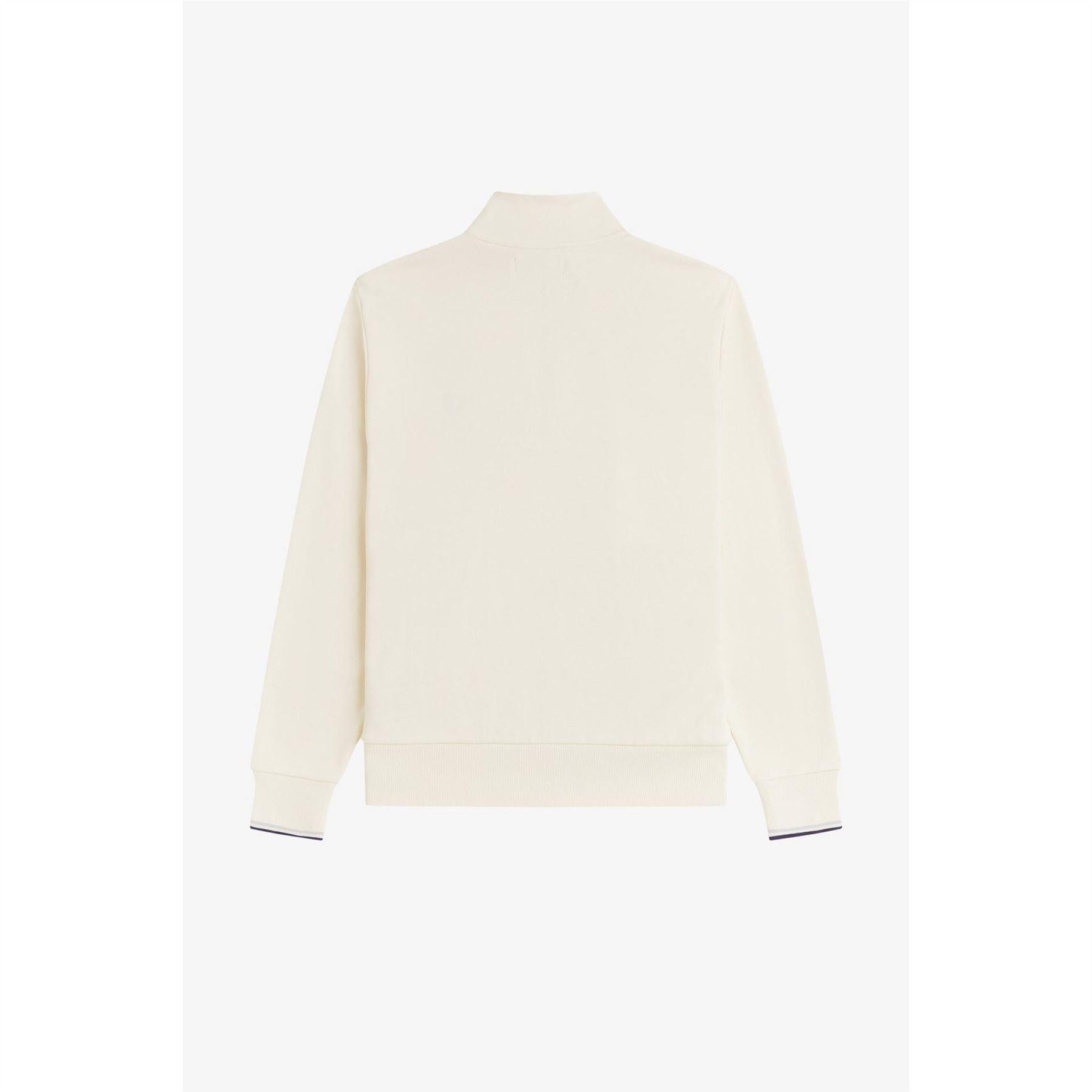 Ecru - Back - Fred Perry Mens Logo Half Zip Sweatshirt