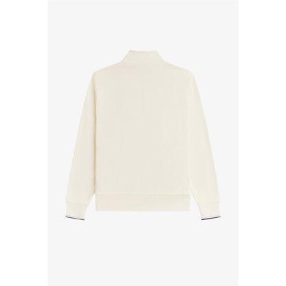 Ecru - Back - Fred Perry Mens Logo Half Zip Sweatshirt