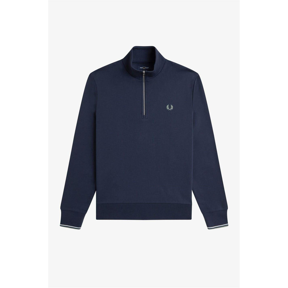 Airforce Blue - Front - Fred Perry Mens Logo Half Zip Sweatshirt