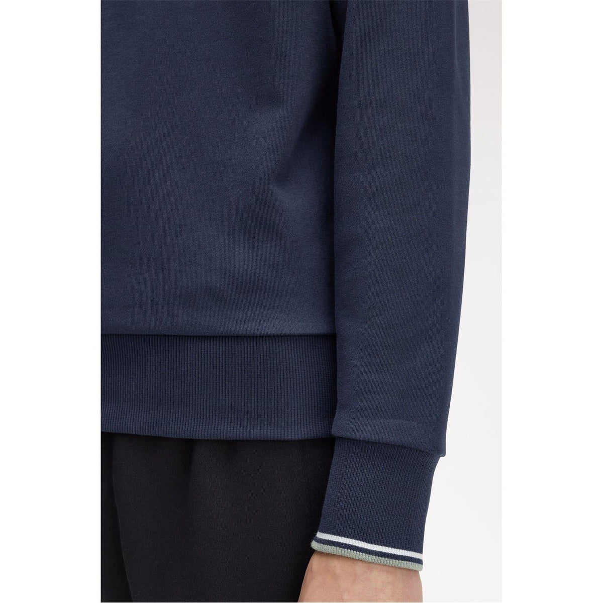 Airforce Blue - Pack Shot - Fred Perry Mens Logo Half Zip Sweatshirt