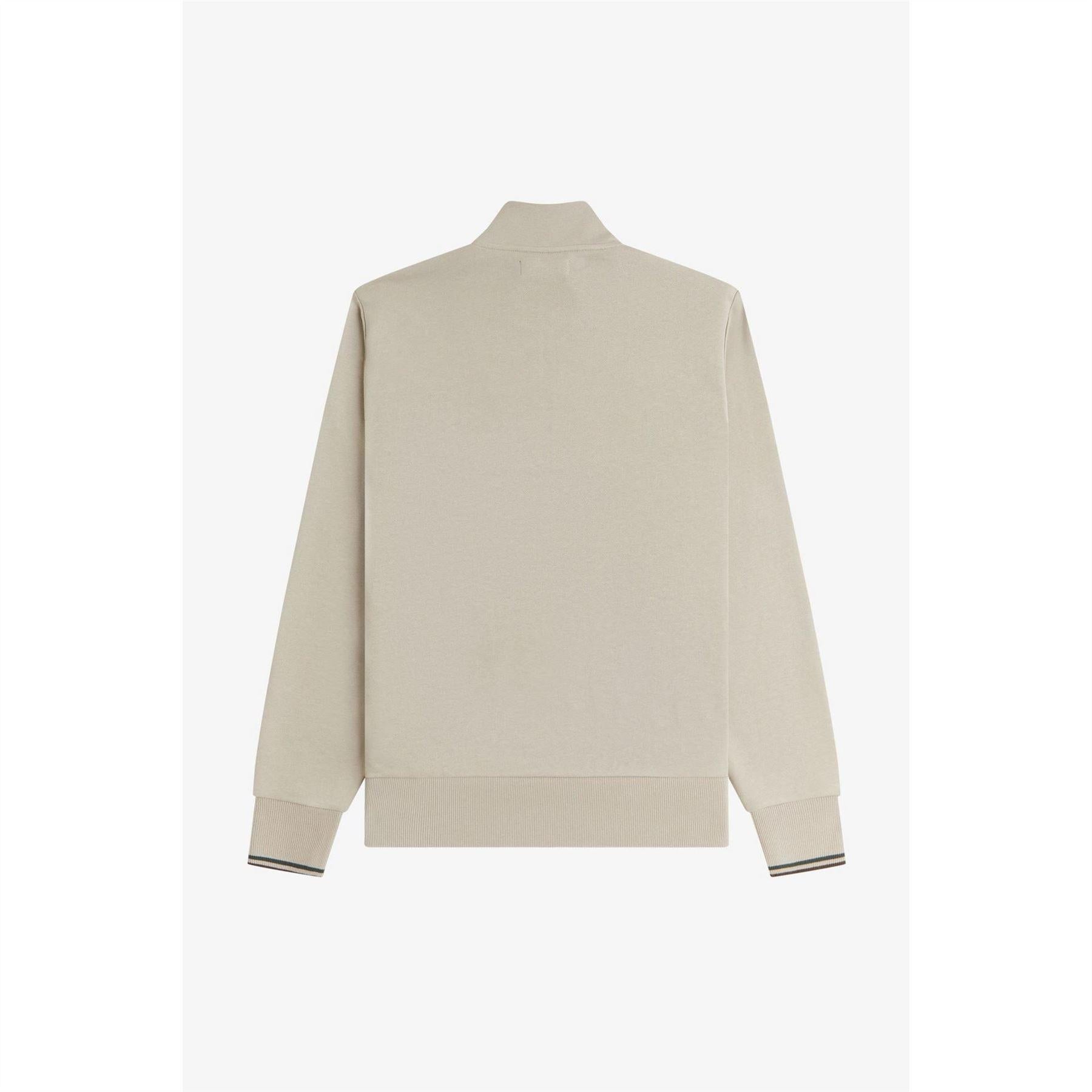 Warm Beige - Back - Fred Perry Mens Logo Half Zip Sweatshirt