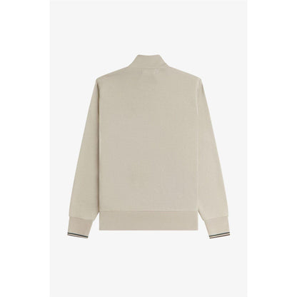 Warm Beige - Back - Fred Perry Mens Logo Half Zip Sweatshirt