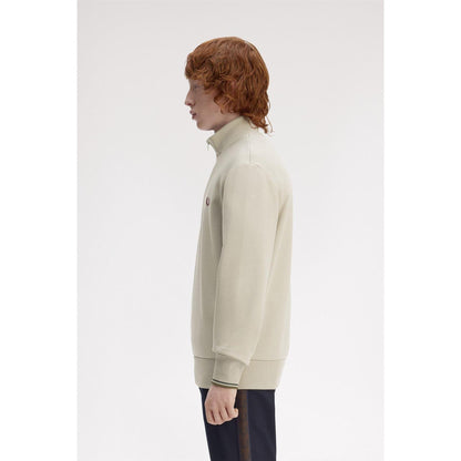Warm Beige - Lifestyle - Fred Perry Mens Logo Half Zip Sweatshirt