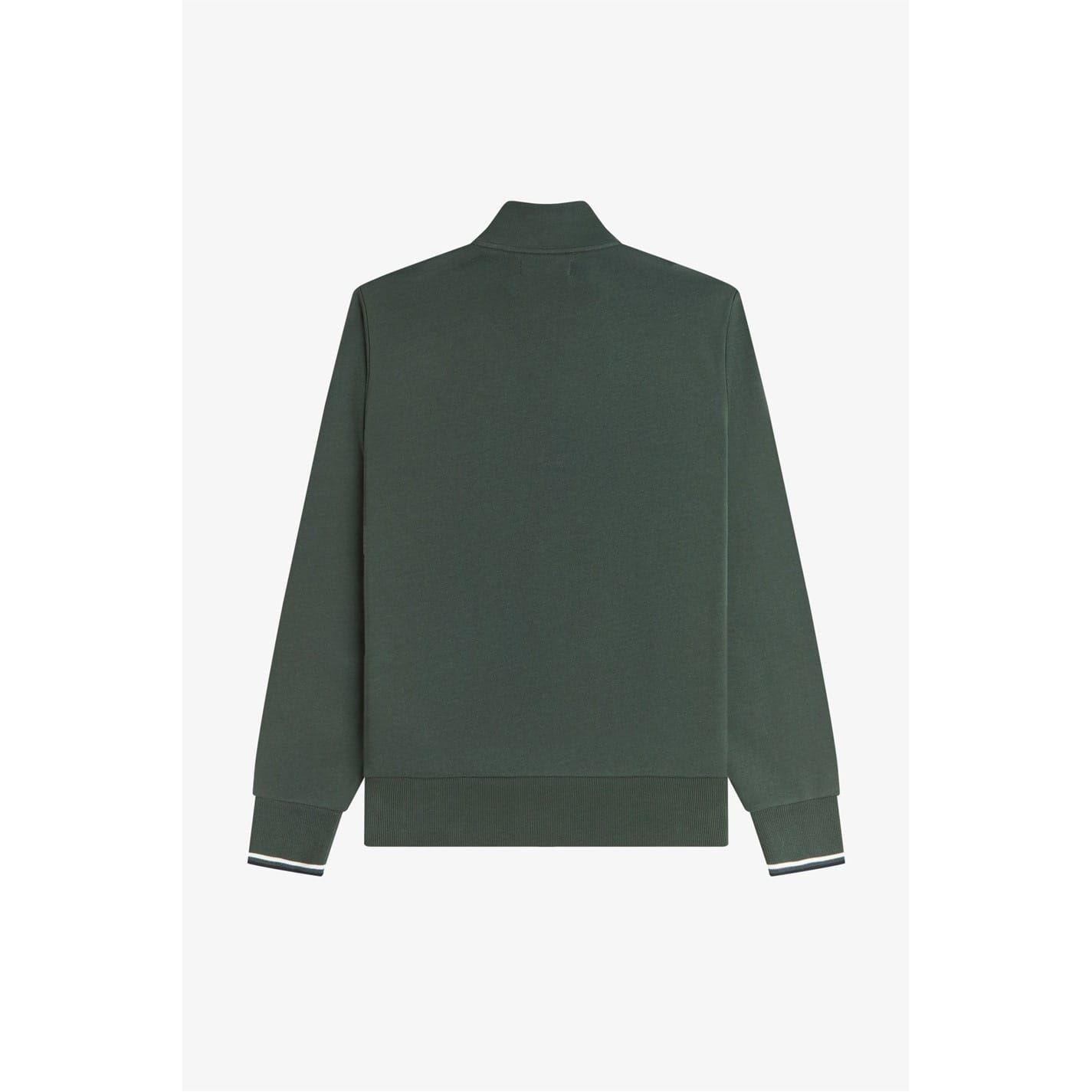 Court Green - Back - Fred Perry Mens Logo Half Zip Sweatshirt